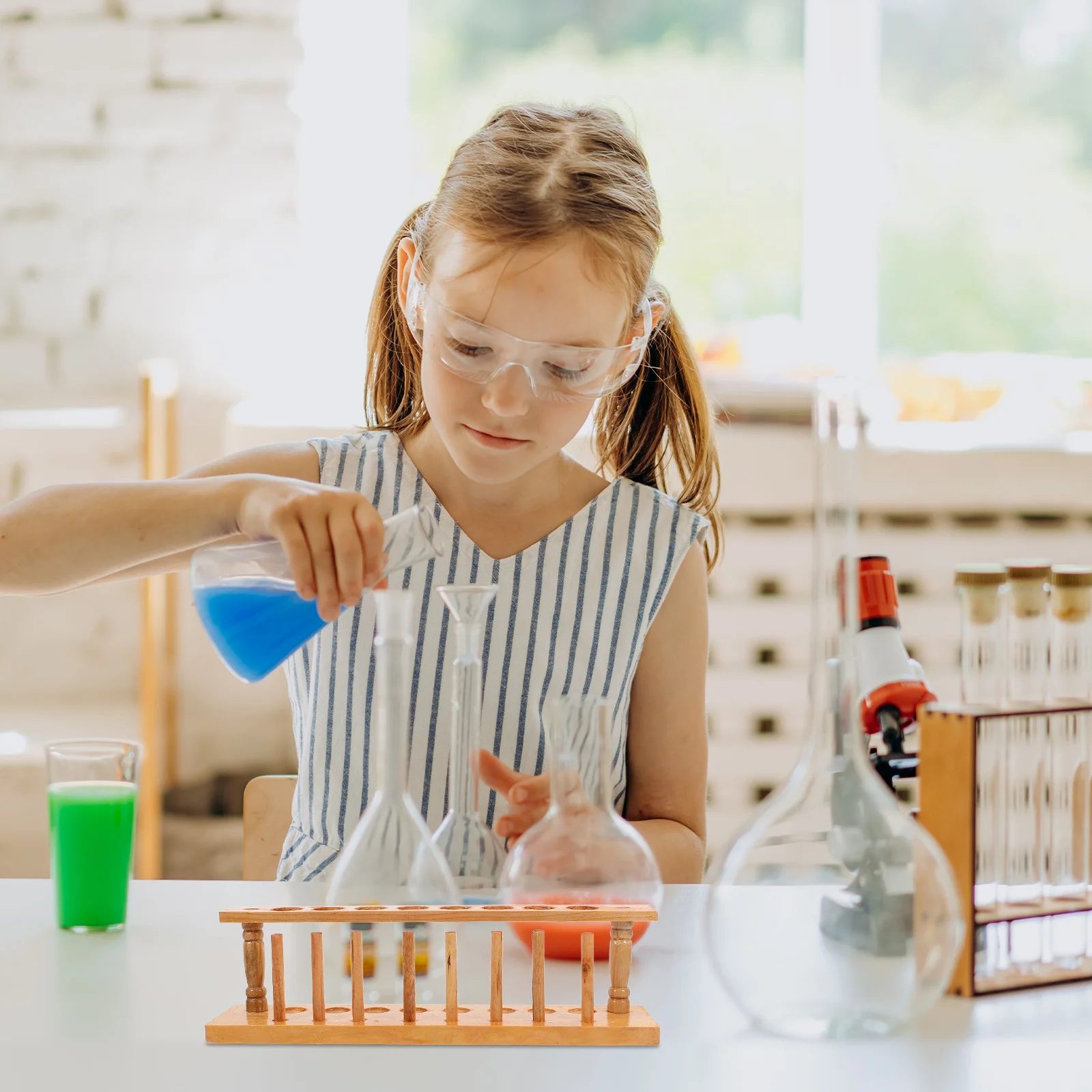 

Wooden Test Tube Rack 8 Holes Laboratory Grade Organizer Stable Support for Teaching Research Centrifuge Tube Storage Shelf