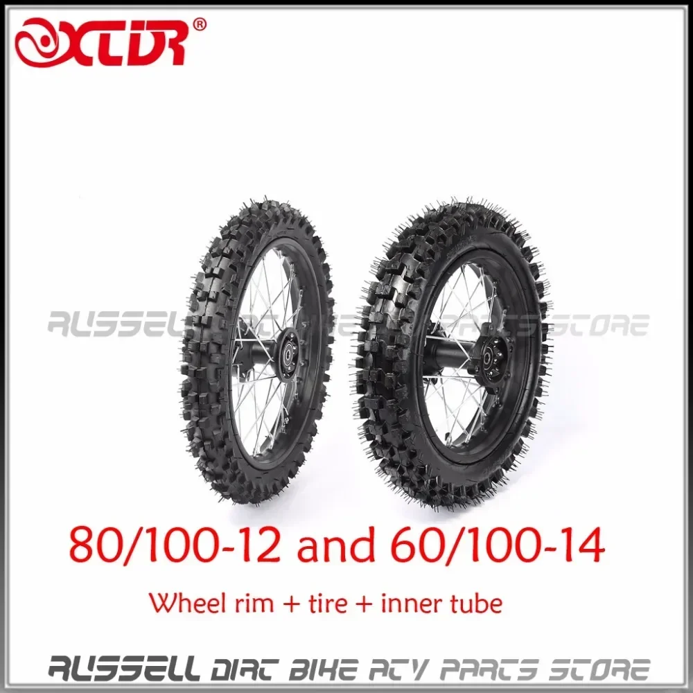 

Wheel 12mm Axle Front & Rear 80/100-12 and 60/100-14 + Rim + Tube F Pit Dirt Bike