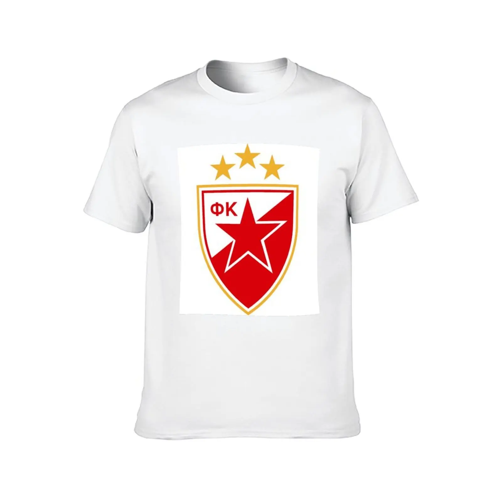 FK Crvena Zvezda شعار مع 3 نجوم تي شيرت رجل تي شيرت عالية الجودة الفاخرة العلامة التجارية تي شيرت للرجل حزمة تي شيرت أبيض