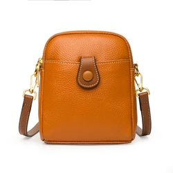 Solid Color 3 Layers Ladies Shoulder Bags Small Women Messenger Bag Purse Genuine Leather Fashion Women Bag High Quality Handbag