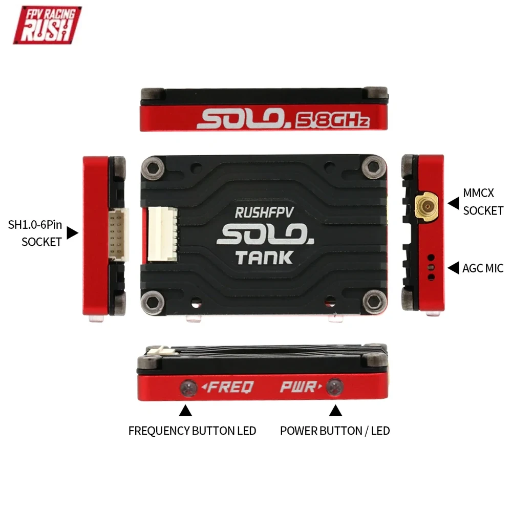 RUSHFPV Tank Solo VTX 5.8GHz 1.6W FPV Video Transmitter 48CH SmartAudio Built-in Mic CNC Shell For RC FPV view 4