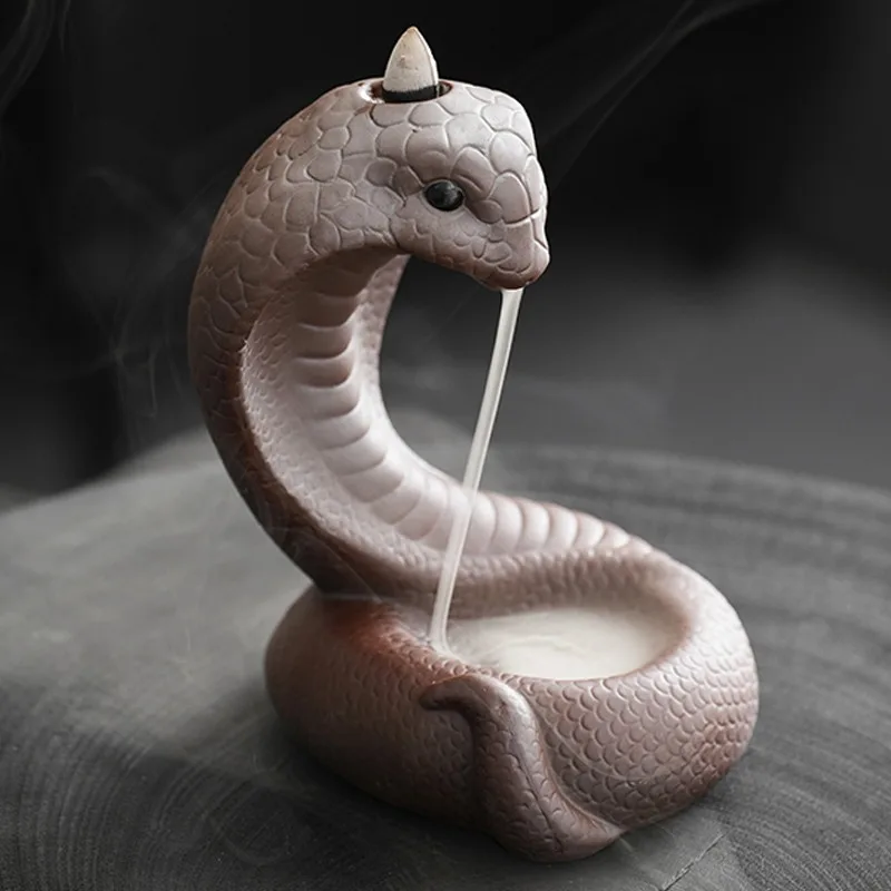 Old Rock Mud Spirit Snake Reverse Flow Incense Burner Ceramic Sandalwood Incense Home Indoor Agarwood Tea Table Creative Ornamen