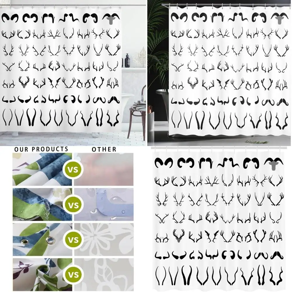 

занавеска для душа силуэт арт: рога, рога дикой природы - буйвол, крупный рогатый скот, лось, овца