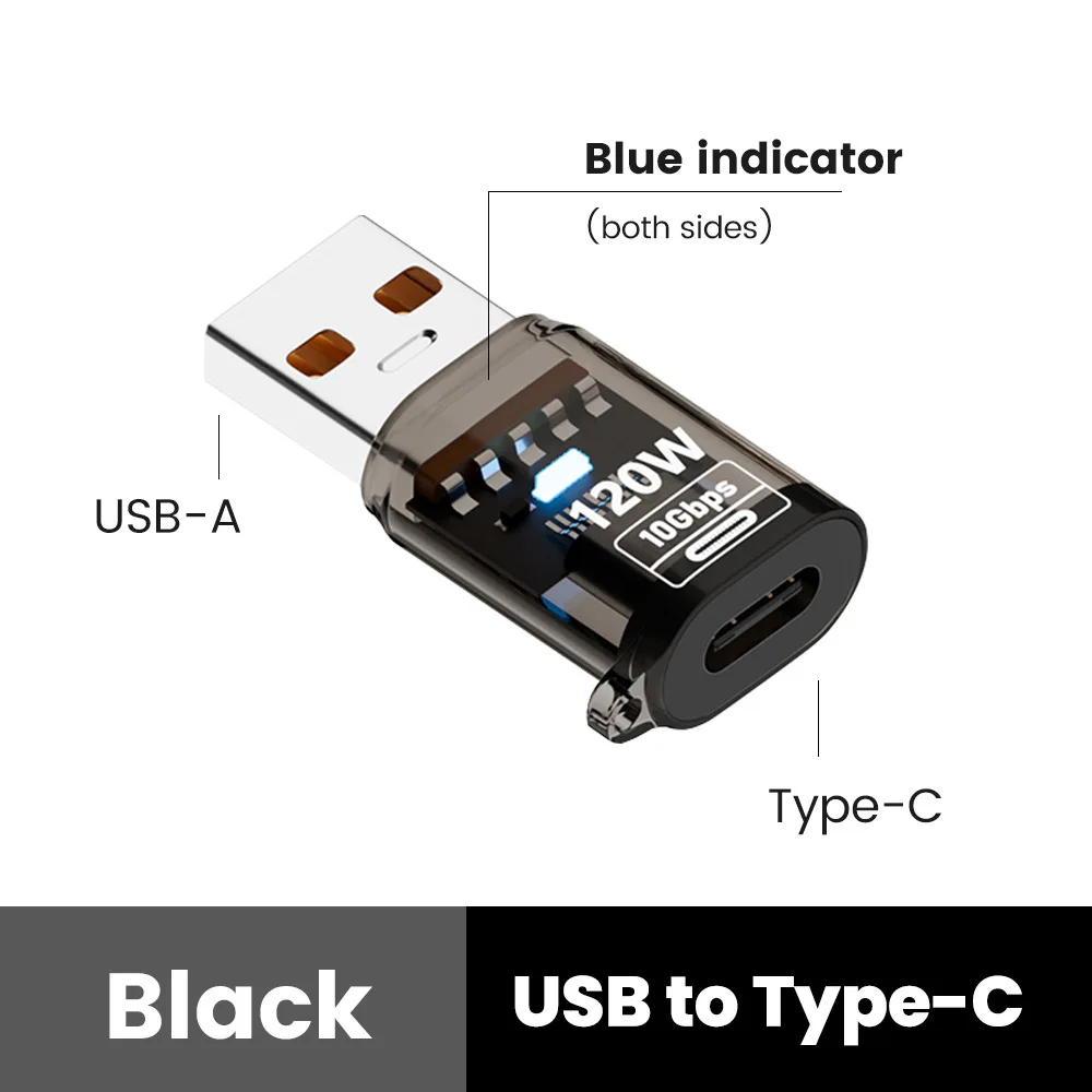120W Typ-C-auf-USB-A-OTG-Adapter, USB 3.2 auf Typ-C-Schnellladestecker für iPhone 15, 16, MacBook, iPad, Huawei P60, Xiaomi