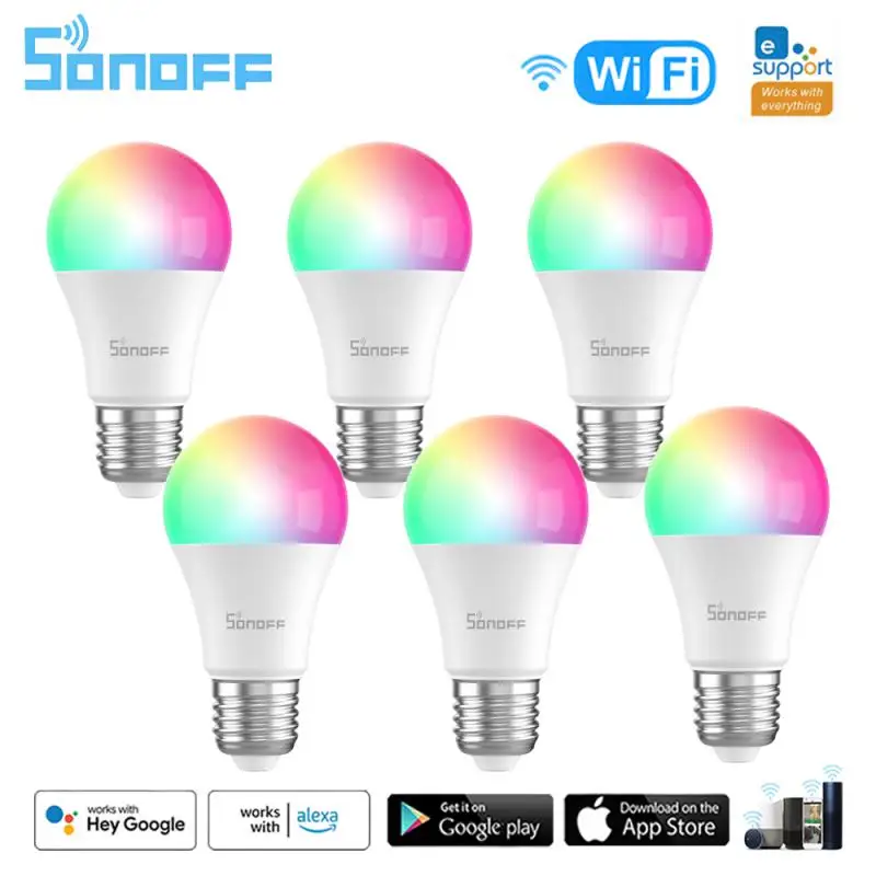 SONOFF B02/B05 WiFi Smart LED Bulb Dimmable Bluetooth Pairing Multi Color Ajustable Group Voice Control Via EWeLink Alexa Google