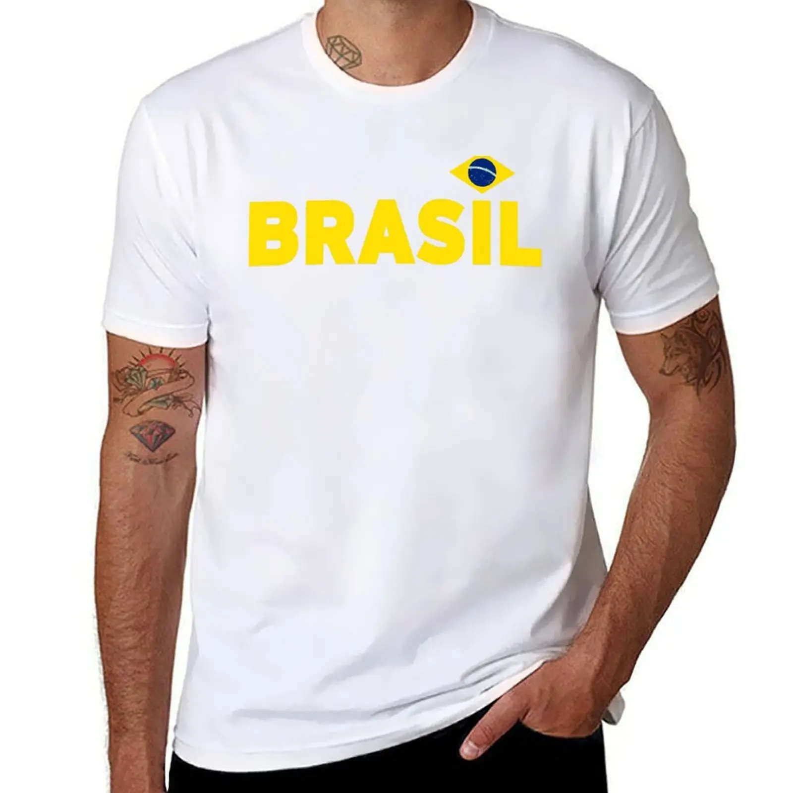 

Brazil National Team Brazilian Futbol Soccer Flag T-Shirt t shirt man plain t shirts cotton 100% T-Shirt