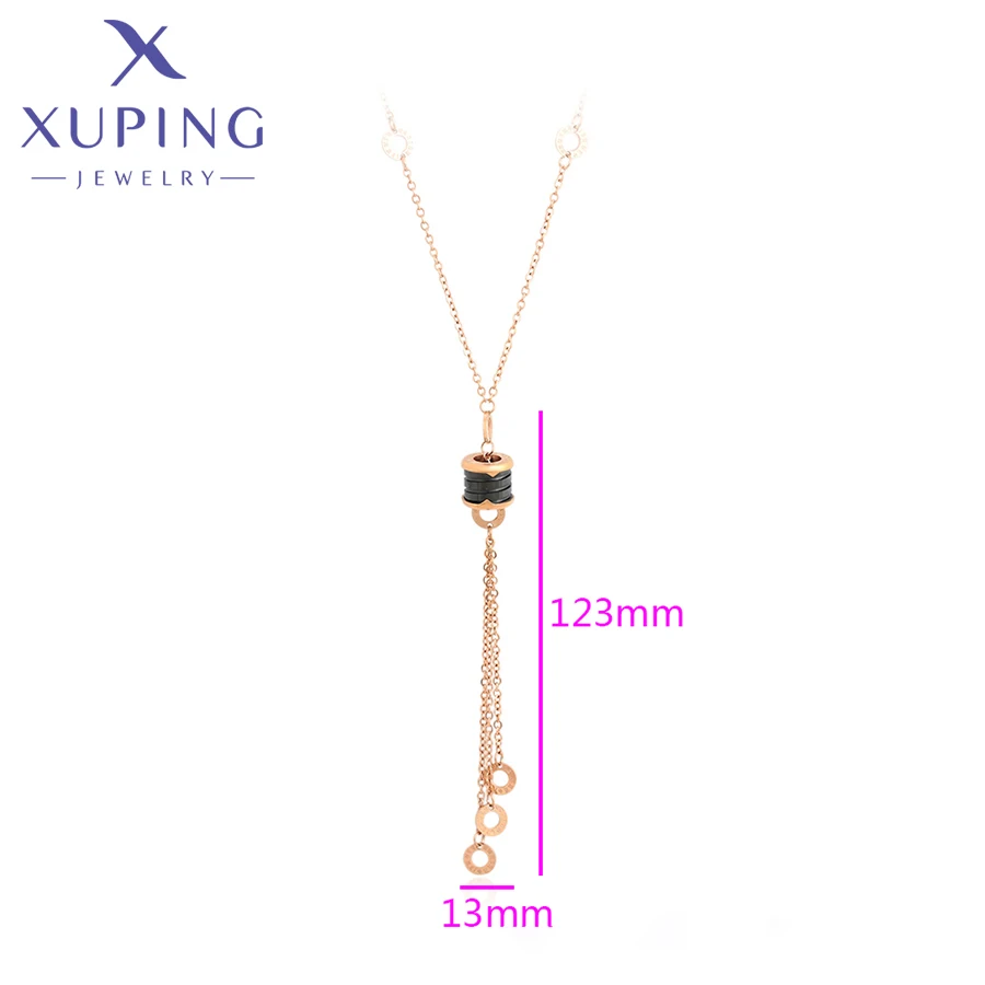 Xuping Jewelry Store New Long 83cm Pendant Necklace No Stone Stainless Steel Rose Gold Color Necklace for Women Party Gift