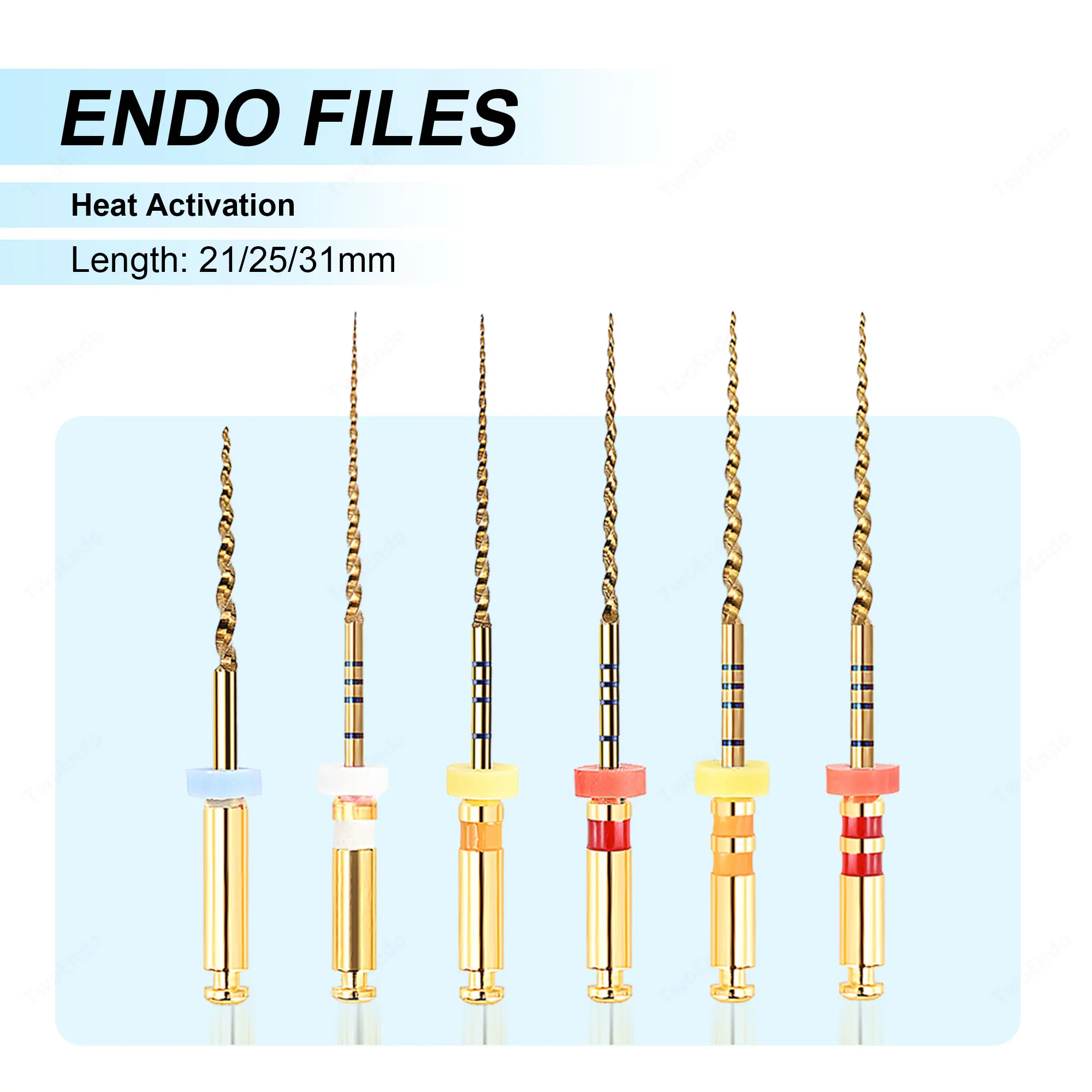 

6 PCS/Pack Dental Gold Files 04/06 Taper Nitinol Endodontic Rotary Non-cutting Heat Activated Super Engine Use Endo Gold Materia