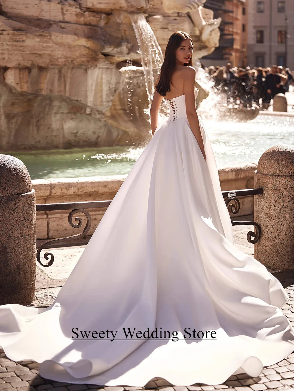 فستان الزفاف الحديث مخصص الحبيب انفصال قبالة الكتف اللؤلؤ ألف خط قطار المحكمة مشد ثوب الزفاف رداء ماري #2