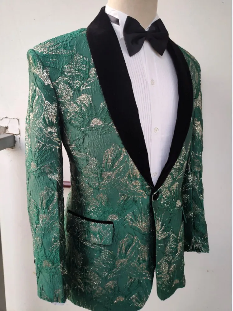 

Real Photo Groom Tuxedos Men Prom Business Suits Costume Velvet Shawl 2 Pieces Dress Sets (Jacket+Pants+Tie) NO:506