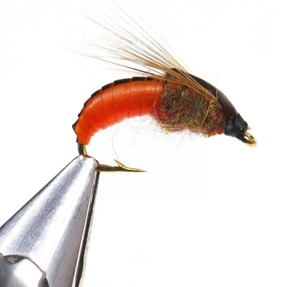 Realistic Nymph Scud Fly For Trout Fishing Artificial Insect Bait Lure Scud Worm Fishing Lure To Catch Salmon Trout Free Sh F8K9