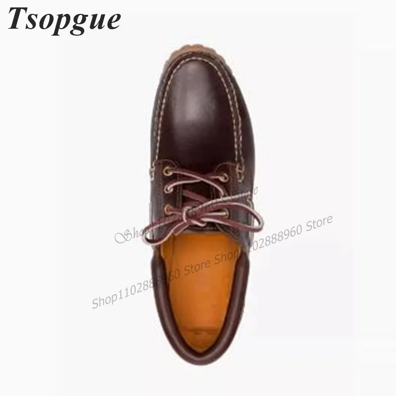 Brown Leather Retro Style Cross-Tied Shoes For Men Men\'s Dress Pumps Slip-On Runway Casual Party Shoes Fashion Zapatillas Mujer