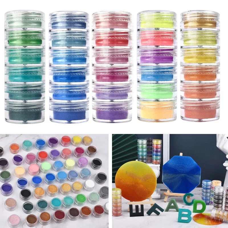 6 Colors/Set Pearlescent Powder Resin Pigment Mica Mineral Powder Dye DIY Epoxy Resin Jewelry Making Nail Art Decor Makeup