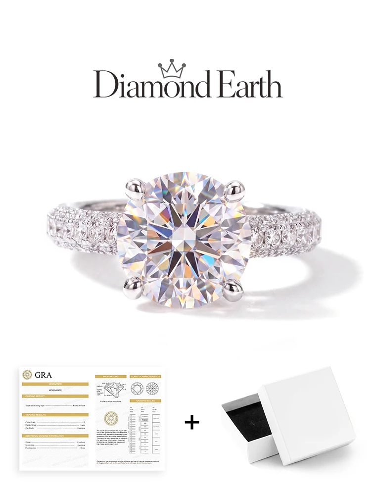 Gorgeous Brilliant Real 5CT Moissanite Diamond Engagement Rings For Women  Gift 925 Sterling Silver Best Quality Luxury Jewelry