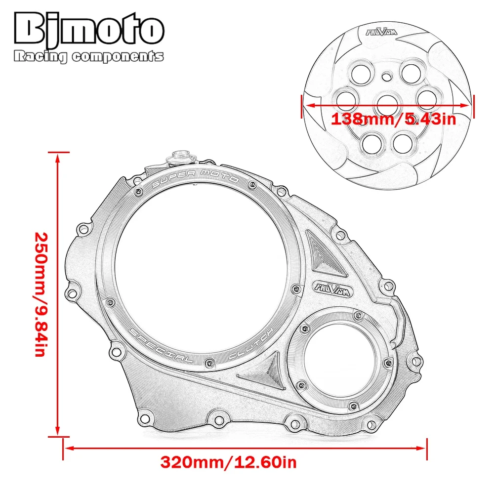 GSXR1000 GSXR 1000 Motorcycle Racing Clear Clutch Cover & Spring Retainer R For Suzuki GSX-R1000 2009-2016