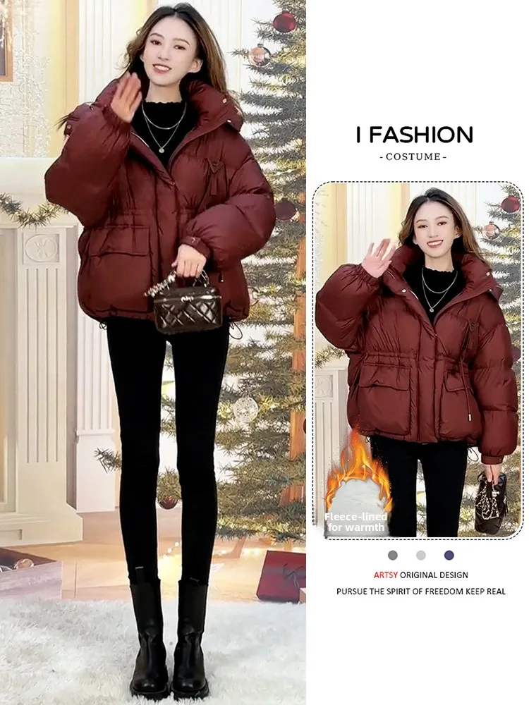 

Ladies' Sli Slimming down Jaet Quilted Cotton Coat ort Padded Warm Long Sve Winter Outerwear Korean Sle