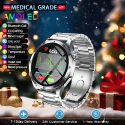 New Man Health Smart Watch Acido urico Lipido BMI Frequenza cardiaca ECG + PPG + HRV Monitor Chiamata BT 1.43 pollici 466*466 HD AMOLED Smartwatch SOS