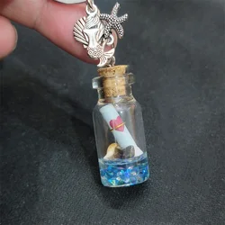 Unique Keychain Mermaid Starfish Shell Wishing Bottle Keyring Pendant Women Man Jewelry Accessories Gift