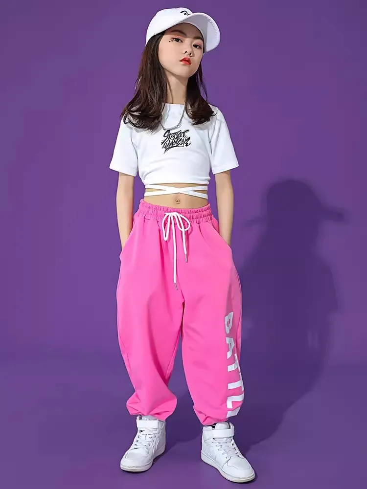 Ropa de baile callejero de Hip Hop para niñas, Top corto, Joggers, pantalones Cargo, sudaderas, ropa de calle para niños, disfraces, conjuntos de ropa de escenario de Jazz