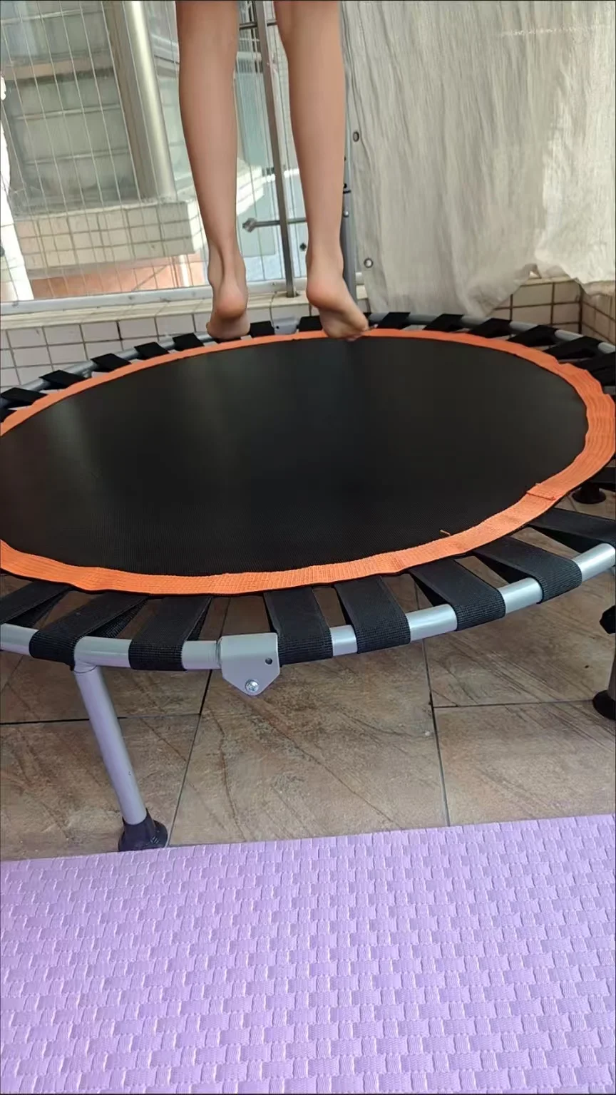 Home Indoor Trampoline NO.3 Shaped 48Inch Steel Rebounder Round Adjustable Bar Children Adults Foldable Bouncing Bed