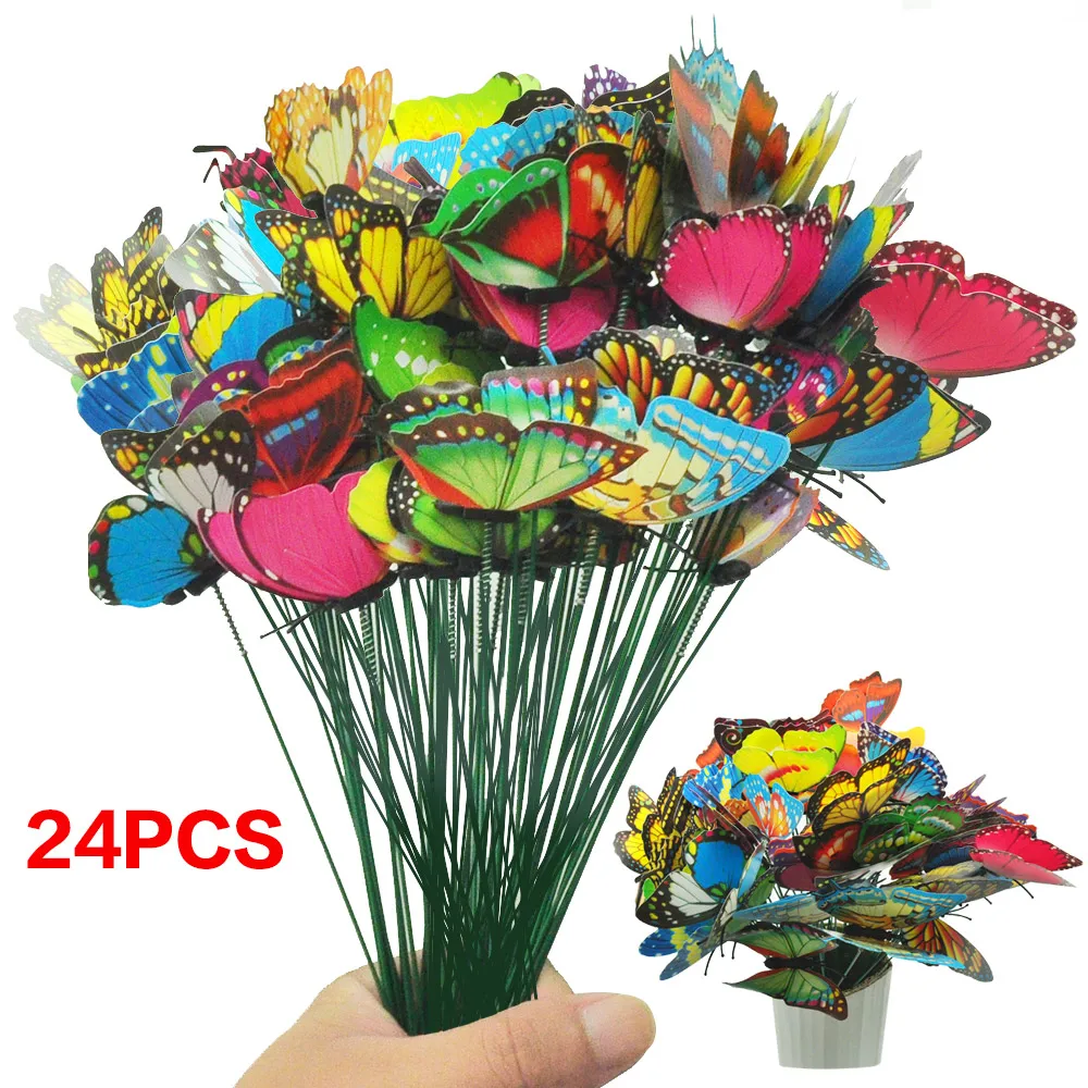 Bunch of Butterflies Garden Yard Planter Colorful Whimsical Butterfly Stakes Decoracion Outdoor Decor Gardening Decoration