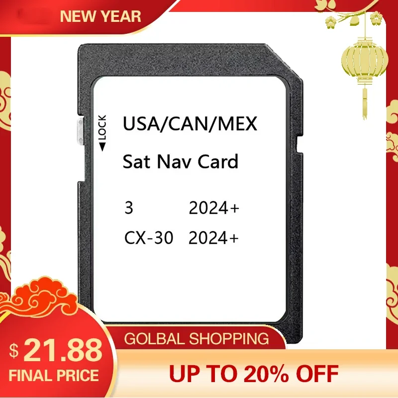 

GPS Accessories for Mazda 3/CX-30 2024 Vehicle Upgrade Navigation Media USA Canada Mexico Map SD Card 16GB Sat Nav North America