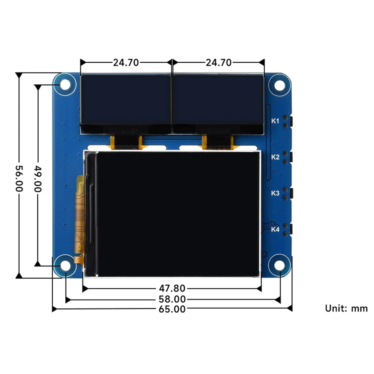 شاشة LCD 2 بوصة مع وحدة عرض OLED 0.96 بوصة طقم قبعات لـ RPi Zero 2 W 3 Model B 4 5 لوح تمديد
