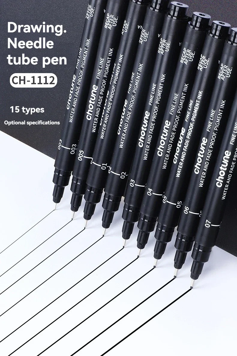 3/15 Spitzen schwarze Pigment-Mikrostift-Fineliner-Tintenstifte, Zeichnungskünstler-Illustrationsstifte Multiliner zum Skizzieren, Anime-Manga-Design – Detail 1
