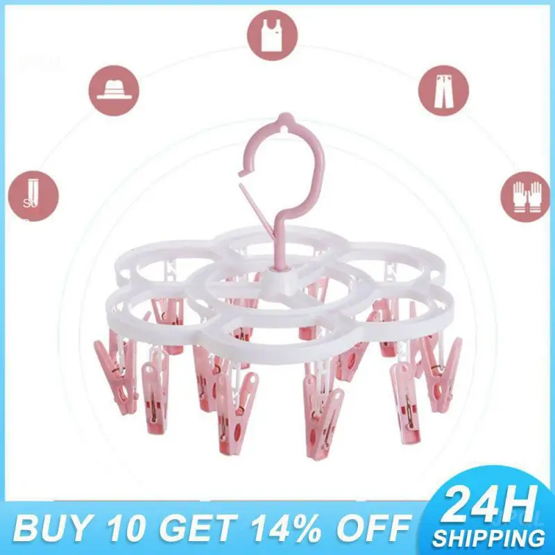 Plastic Plastic Clothes Dryer Rack With 16 Clips Clips Hanger Durable Folding Clothes Dryer Hanger Windproof Hanger