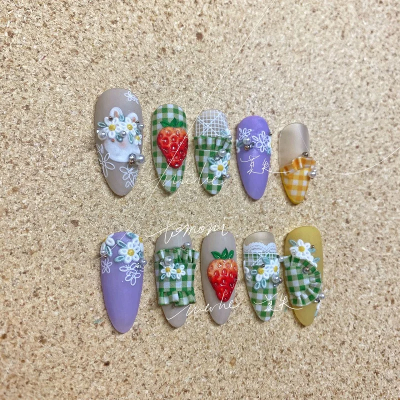 Relief Ms64 Non-Lost Cooperation nail Stickers Japanese Style Sticker Summer Fresh Fruit Strawberry