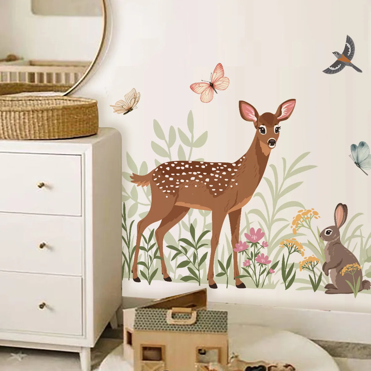 

Animal deer butterfly wall sticker bedroom kindergarten decoration layout sticker door sticker window grilles