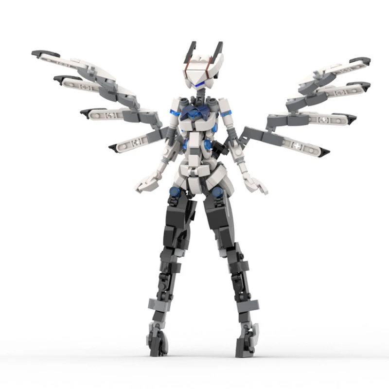 

Строительные блоки Angel Mecha Girl MOC, шарнирная аниме-фигурка с подвижными крыльями, позашный ангел для коллекционеров