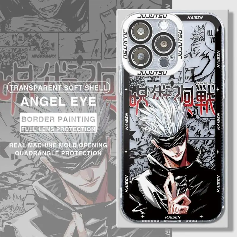 Japan Anime J-Jujutsu Kaisen Case for Apple iPhone 15 Plus 12 Pro 13 Mini 11 XR 14 Pro Max XS Max 7 8 SE Clear Silicone Cover