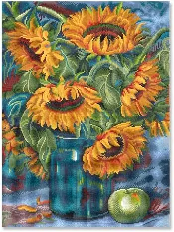 Sunflower Bouquet Painting Diamond Art Kit - Full Drill with Gems & Tools, 18" x 24" Canvas, 6 Pack view 5