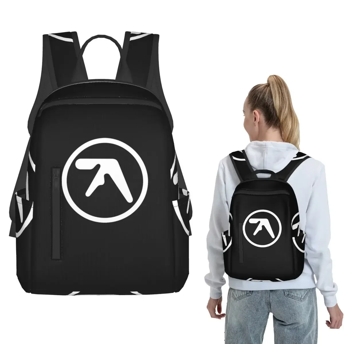 Aphex Twin Creative Y2K Logo Backpack Large Capacity Boys Girls BookBag School Bag Shoulder Bags for Men Women