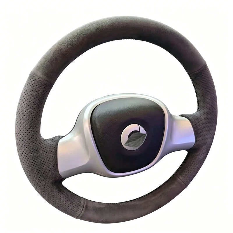

Premium Hand Stitched Suede Steering Wheel Cover for Smart Fortwo Non-Slip Breathable Comfortable Grip Anti-Slip Wrap Protector