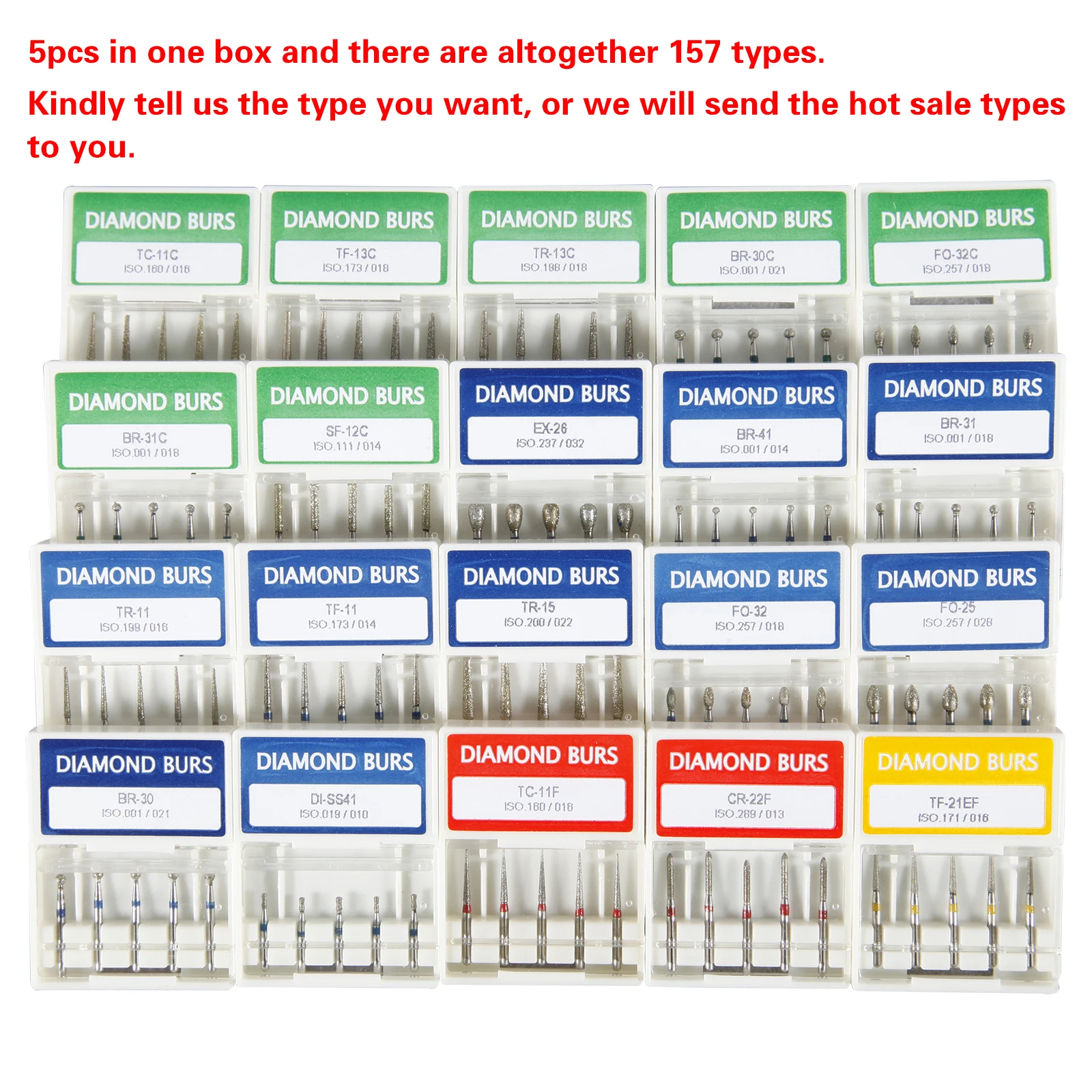 5Pcs/Box Dental Diamond Burs Polishing Drill Stainless Steel Material FG 1.6mm For NSK High Speed Handpiece High Quality