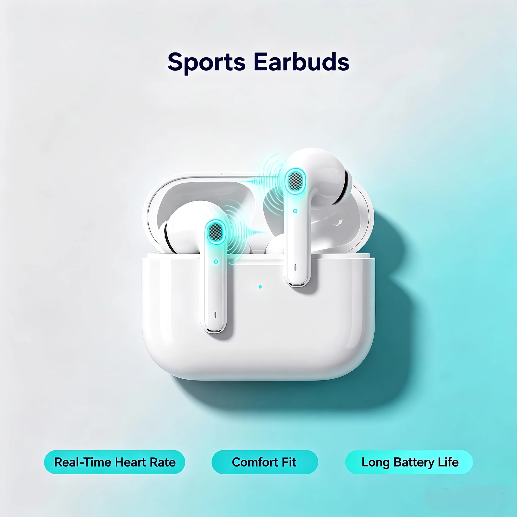 ZZLOVE Heart Rate Monitoring Wireless Headphones TWS Earbuds Noise Cancelling Bluetooth Sport Earphones Charging Case