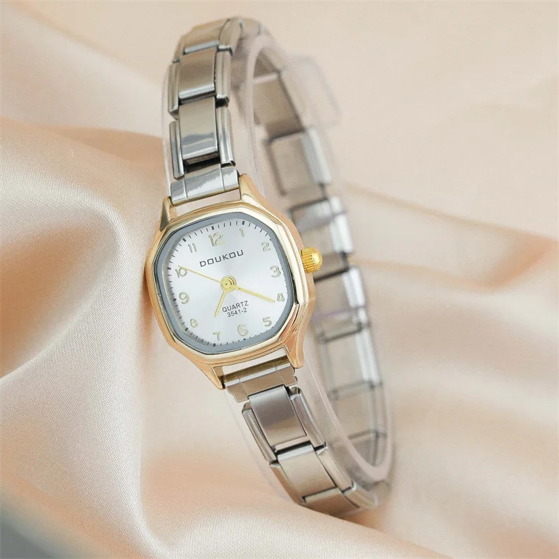 Hapiship 2025 Fashion Women's Stainless Steel Polygon Watch Bracelet Bangle for Party Friend Wife Birthday Jewelry Gift G014