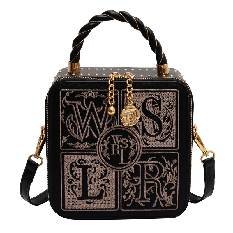 

Fashion Top-Handle Bag for Ladies Elegant Handbag with Royal Embroidery Design Versatile Crossbody Style Women Handbags Hand Bag