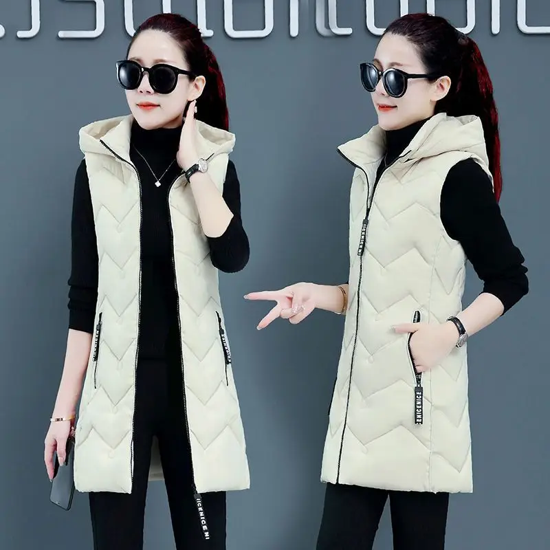 

New Autumn Winter Parkas Women Down Cotton Vest Female fashion Sleeveless Jacket Removable Hooded slim Waistcoat outerwear R016