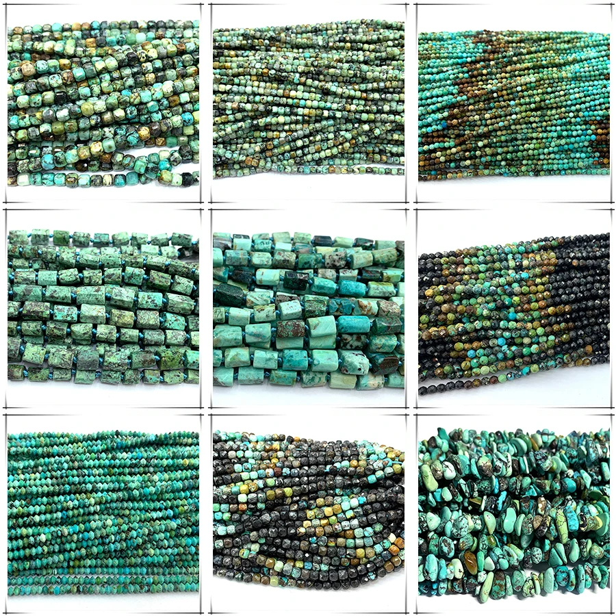 

Veemake Natural Turquoise Faceted Round Rondelle Edge Cube Coin Disc Beads For Jewelry Making DIY Necklace Bracelets Earrings