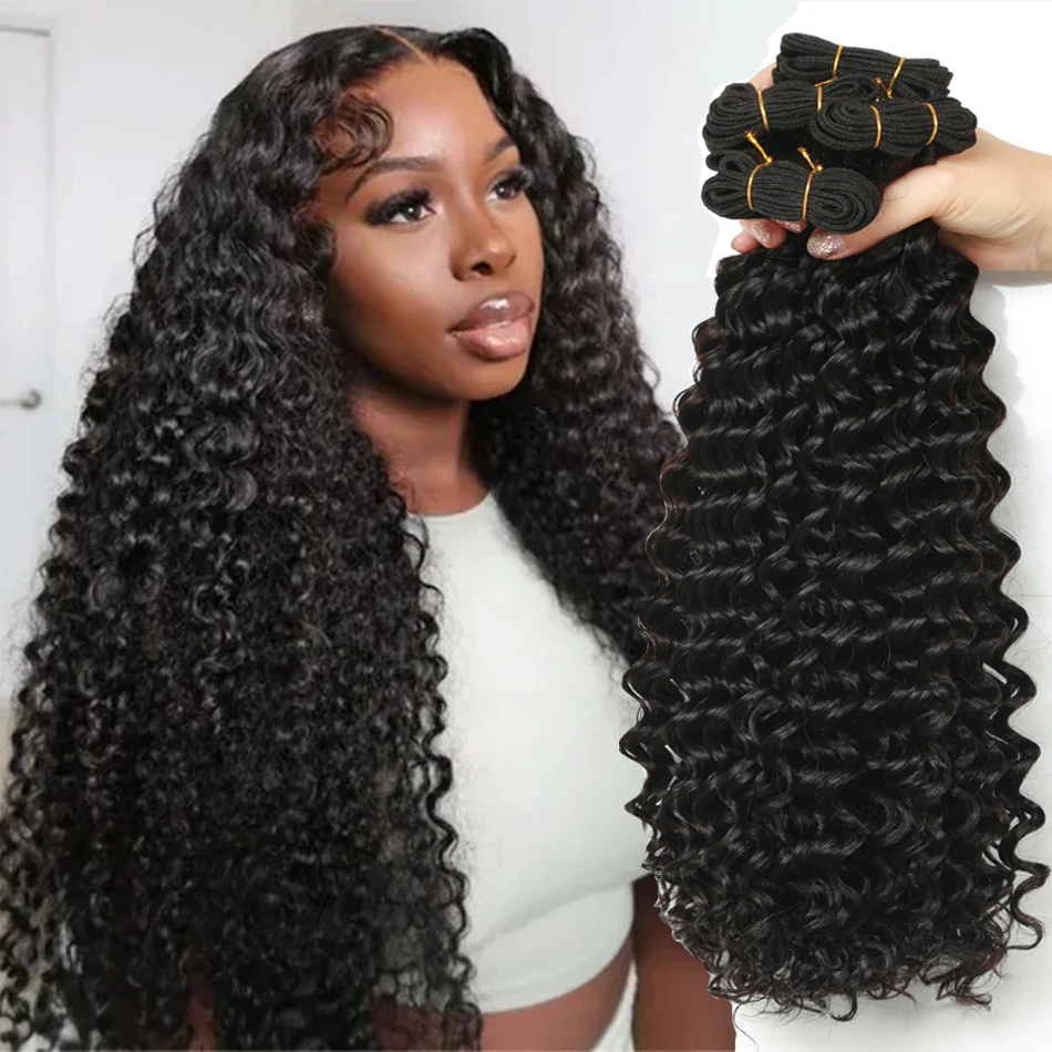 Deep Wave Bundles 100% Human Hair Raw Peruvian Unprocessed Virgin Hair Cheap 1/3/4 Bundles Deal Hair Extensions Deep Curly Hair