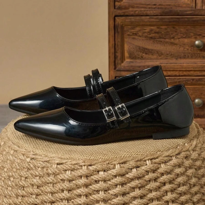 

Женская модная обувь с острым носком, черные повседневные лоферы на плоском каблуке, весенне-осенняя повседневная обувь, кожаная обувь для девочек