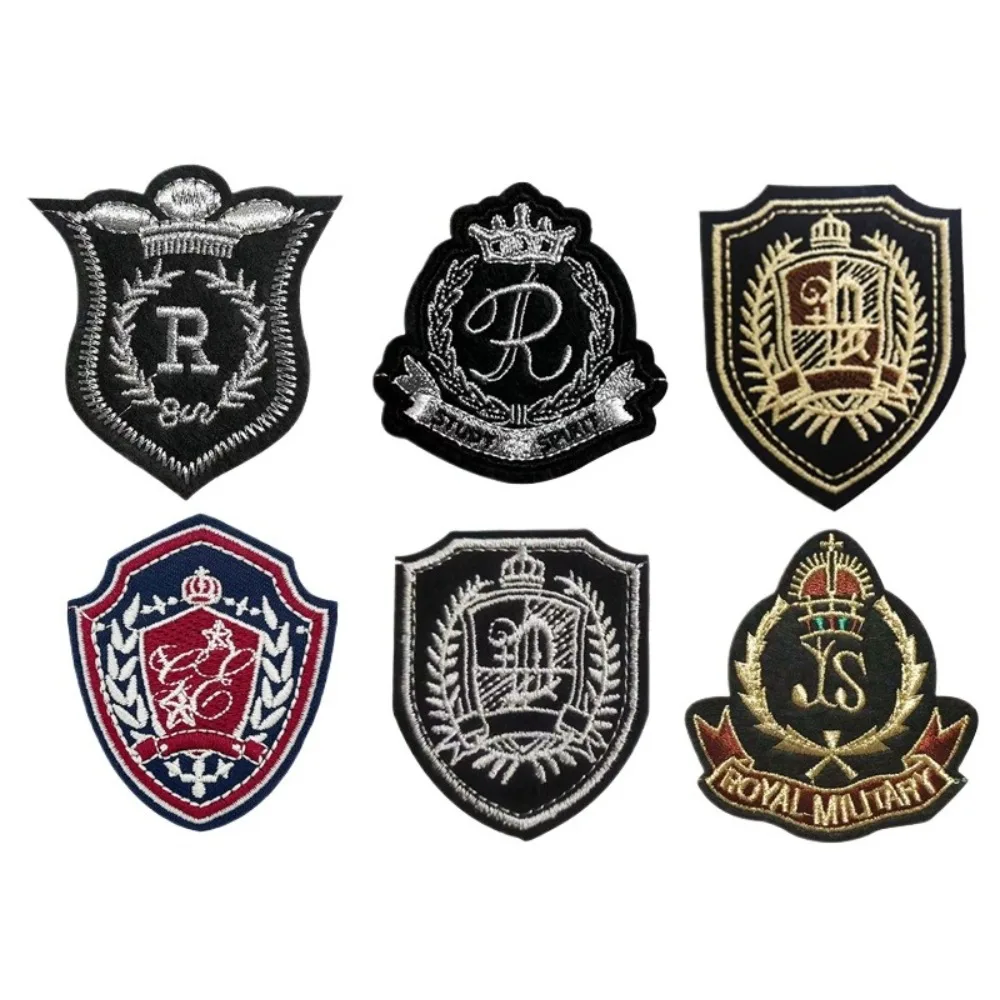 

College-style Shield Badge Embroidery Patch DIY T-Shirt Cloth Hat Dress Jeans Iron on Patches Repair Accessories Applique Sewing
