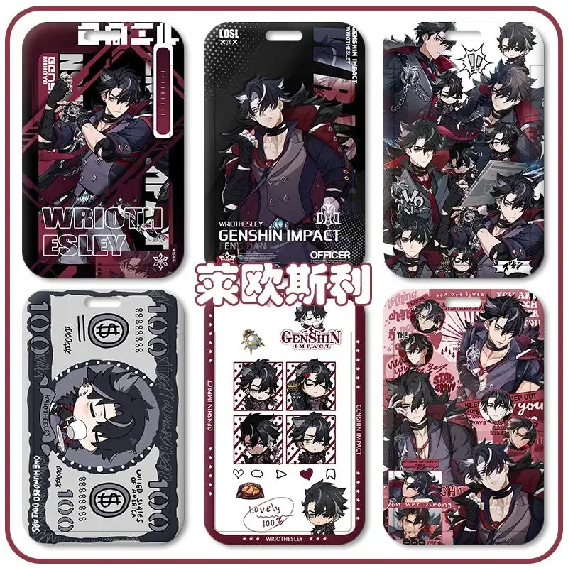 Game Impact Duke of the Fortress of Meropide Wriothesley Retractable Credit Card Holders Bank ID Holders Bus Card Cover Cases