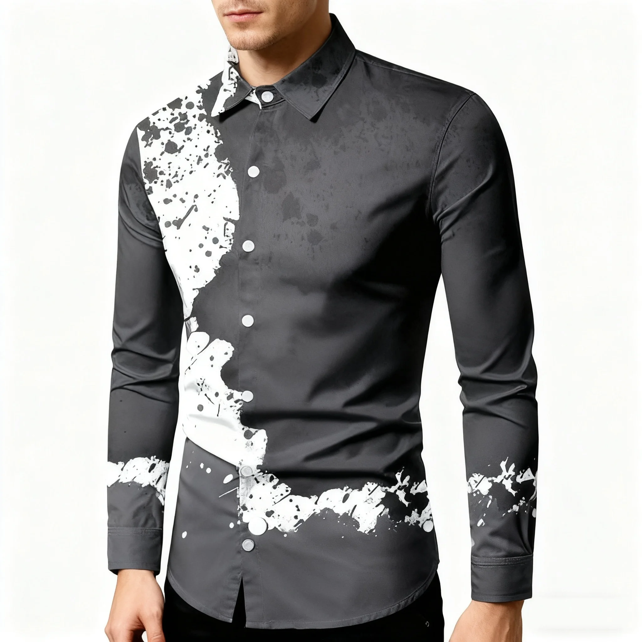

2026 New Men's Gothic Style Casual Party/Evening Shirt, Button-Down Collar, Luxury Men's Top, Soft and Comfortable Fabric.