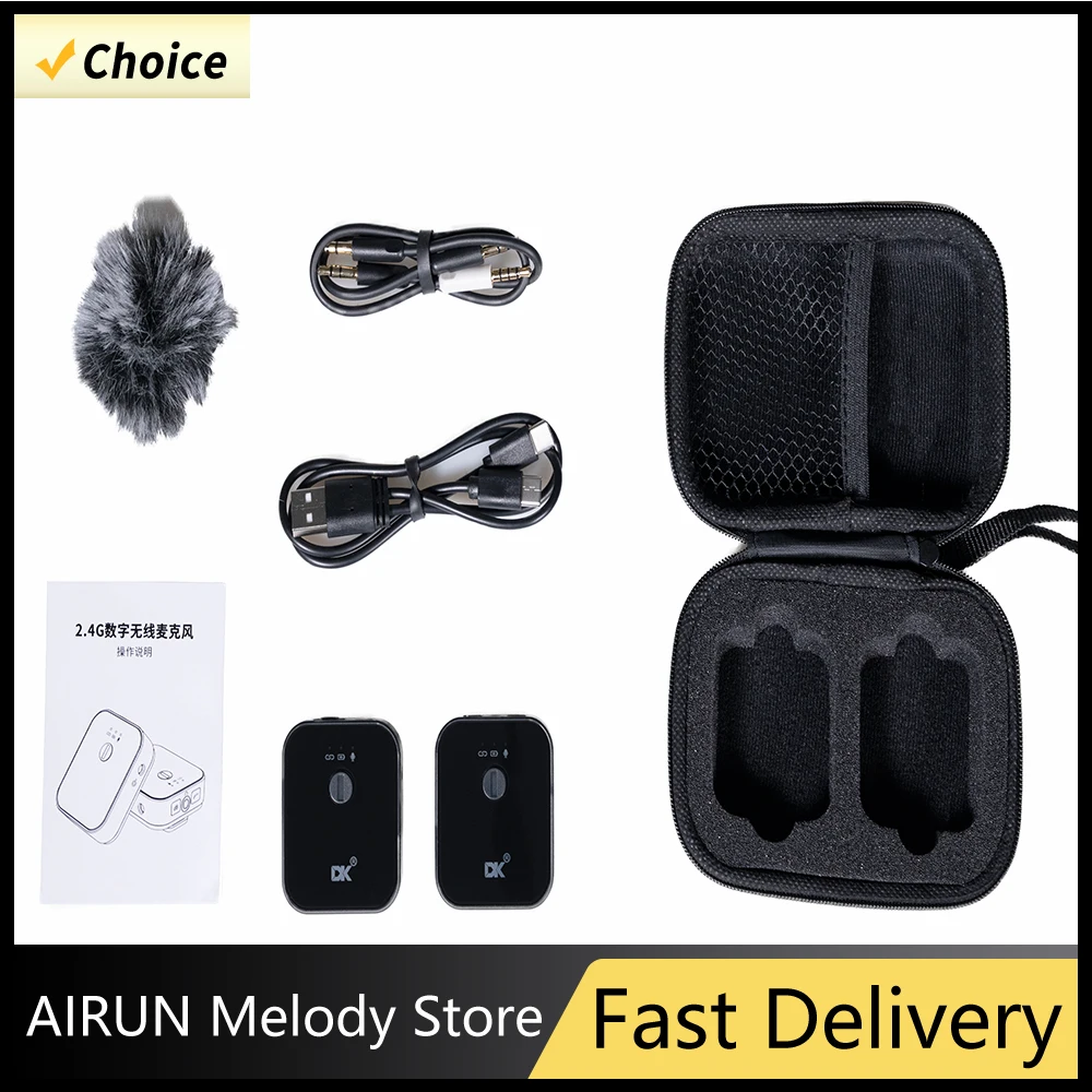 

DK MP-6 Wireless Lavalier Microphone 2.4G Lapel Mic Noise Reduction Anti-Interference Microphone for Recording Portable Parts