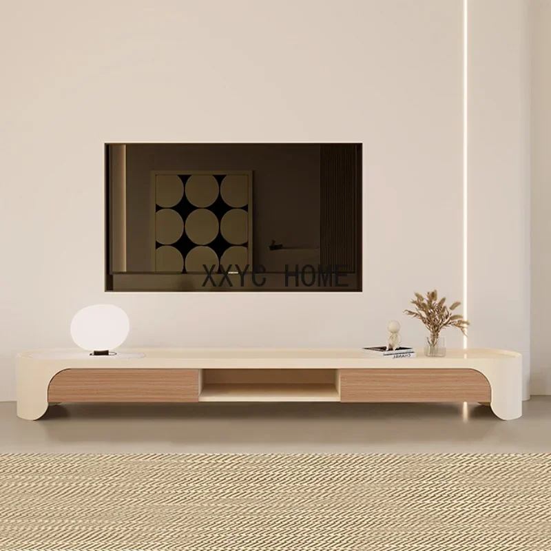 

Light Luxury Stone Plate TV Cabinet and Tea Table Combination Small Apartment Living Room Bedroom French Style Floor Cabinet