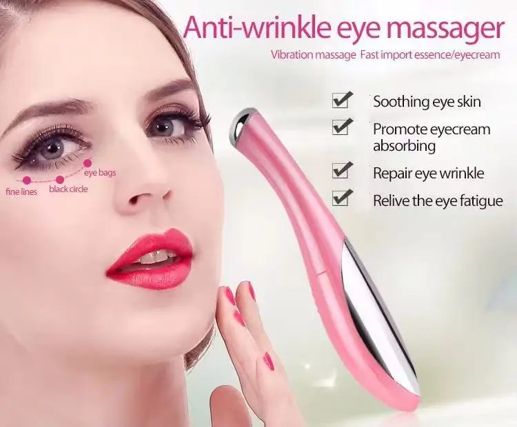Mini caneta facial elétrica portátil, vibratória, cuidados com os olhos, anti-envelhecimento, removedor de rugas, redutor de círculo escuro, ferramenta de rejuvenescimento da pele